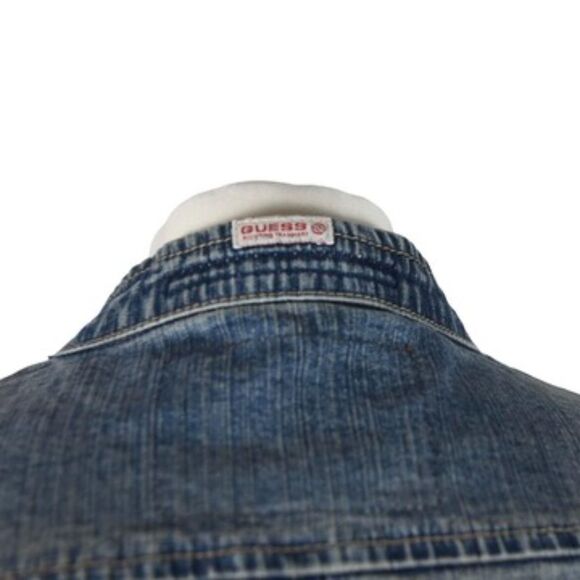 Vintage Y2k Guess Women's Denim Jacket Coquette Moto - Picture 5 of 7